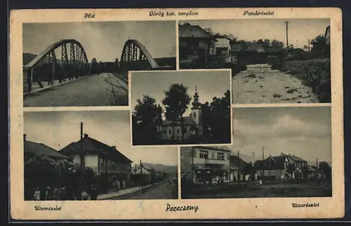 AK Perecseny, Utcarészlet, Híd, Patakrészlet