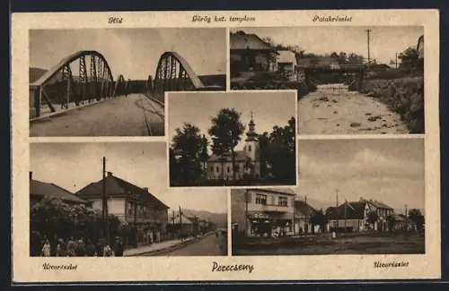 AK Perecseny, Utcarészlet, Híd, Patakrészlet