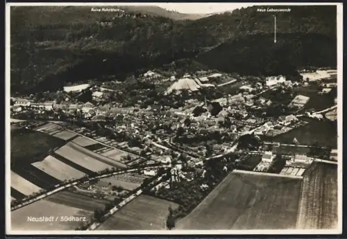 AK Neustadt /Südharz, Ruine Hohnstein, Haus Lebenswende, Ortsansicht