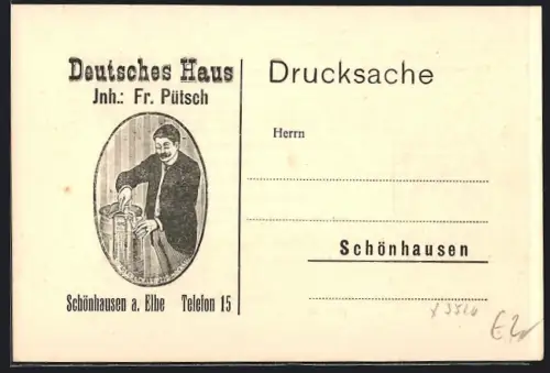 AK Schönhausen a. Elbe, Gasthaus Deutsches Haus, Inh. Fr. Pütsch, Bierverkauf
