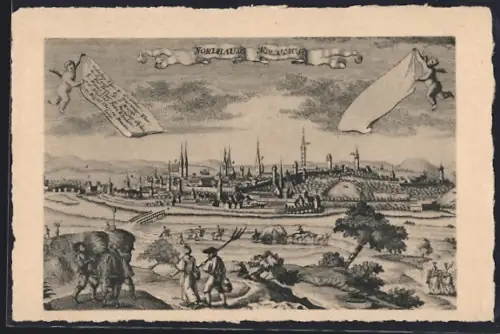 Künstler-AK Nordhausen, Stadtansicht 1730