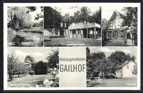 AK Gailhof /Burgdorf, Kreisjugendheim, Wirtschaftsgebäude, Haus 2, Haus 3, Teich