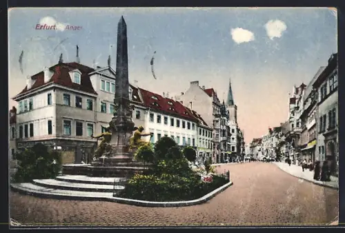 AK Erfurt, Anger, Obelisk, Strassenzug