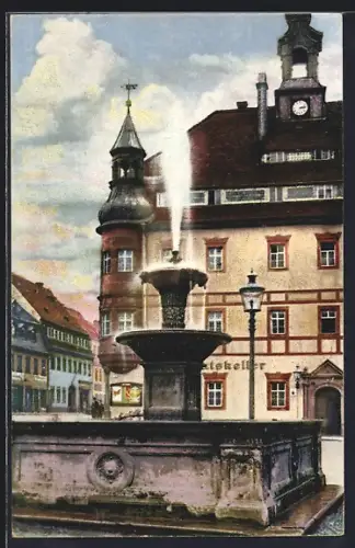 AK Oederan /Erzgeb., Alter Brunnen und Markt