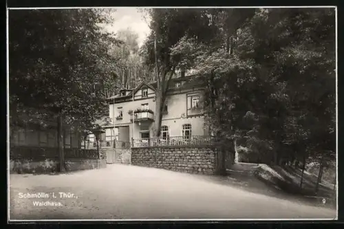 AK Schmölln i. Thür., Partie am Gasthaus Waldhaus