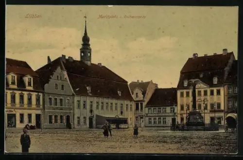 AK Lübben, Marktplatz mit Rathausseite