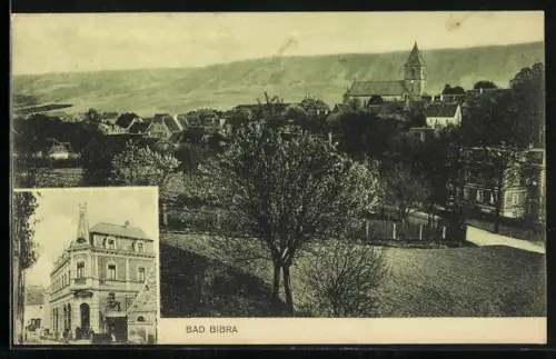 AK Bad Bibra, Ortsansicht mit Kirche