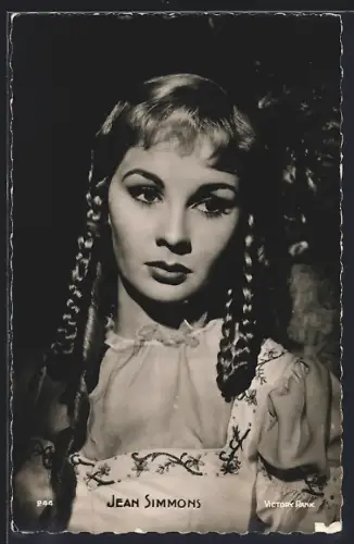 AK Jean Simmons mit Flechtzöpfen