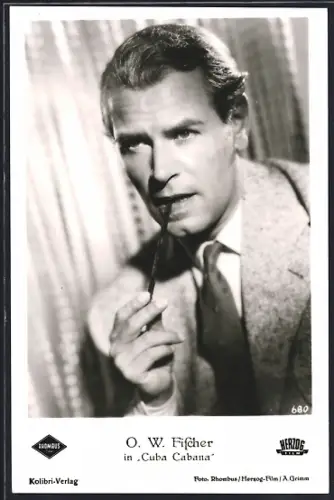 AK Portrait des Schauspielers Otto Wilhelm Fischer in seiner Rolle im Film Cuba Cabana