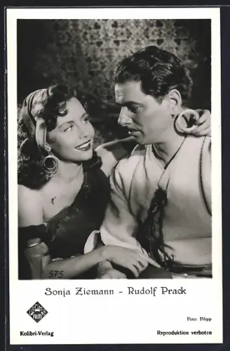 AK Rudolf Prack u. Sonja Ziemann in einer Filmszene