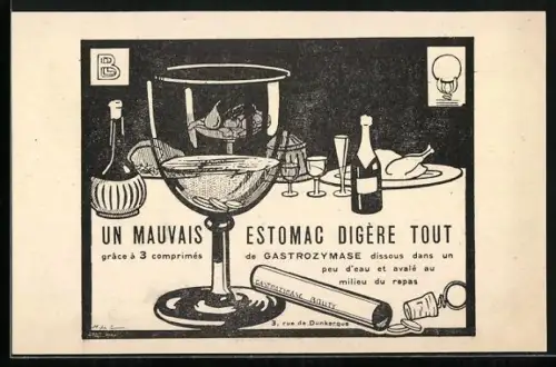 AK Paris, 3, Rue de Dunkerque, Laboratiores Bouty, Un Mauvais Estomac Digère tout