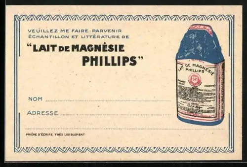 AK Paris, 47 bis, Avenue Hoche, Lait de Magnésie Phillips
