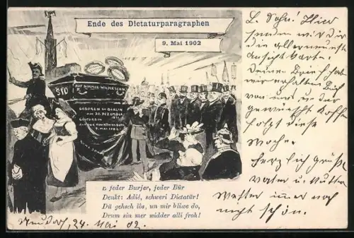 AK Ende des Dictaturparagraphen 1902