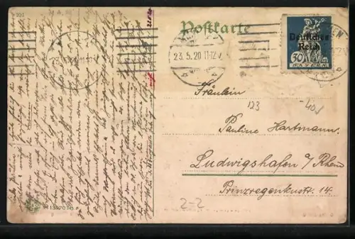 AK München, Karlstor, Rondell, Briefmarken, Wappen