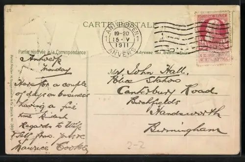 Präge-AK Anvers, Panorama de la Ville, Briefmarken-Passepartout