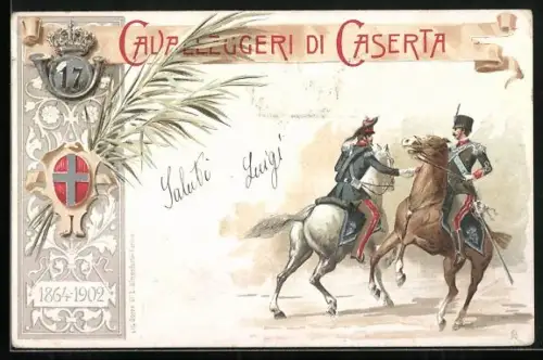 Lithographie 17° Cavalleggeri di Caserta, italienisches Kavallerie-Regiment