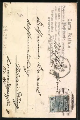 AK Zwerge und Engel, Klee, Vergissmeinnicht, Neujahr