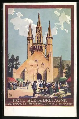 AK Le Faouet (Morbihan), Chapelle St-Fiacre, Cote Sud de Bretagne, Tourismus