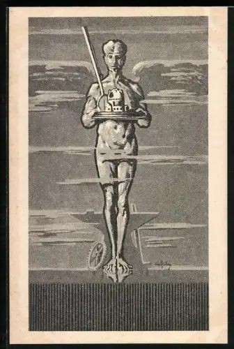 AK Lyon, Société Francaise des Appareils Electriques VÉGA, Figur mit Teekanne, Reklame