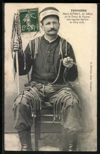 AK Tonerre, Henri Auvray, dit DECA ou le Tueur de Vipères, 1800 reptiles détruits en Cinq mois