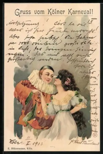 AK verkleidetes Pärchen bei Masquerade am 6.11. 1904, Fasching