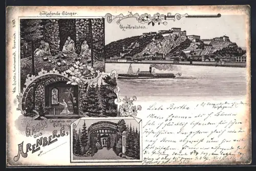 Lithographie Arenberg, Schlafende Jünger, Christus am Gelberg, Ehrenbreitstein