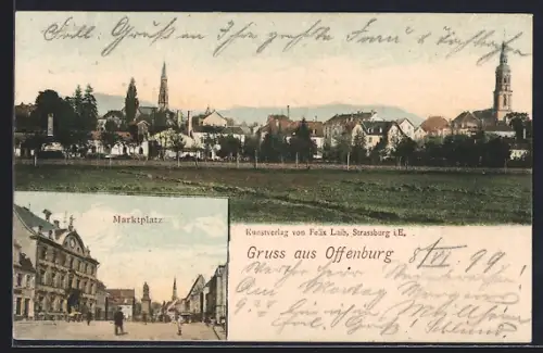 AK Offenburg, Stadtansicht, Marktplatz