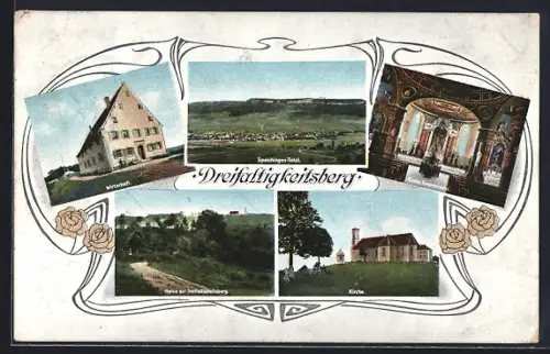 AK Spaichingen /Dreifaltigkeitsberg, Gastwirtschaft, Kirche, Innenansicht Kirche