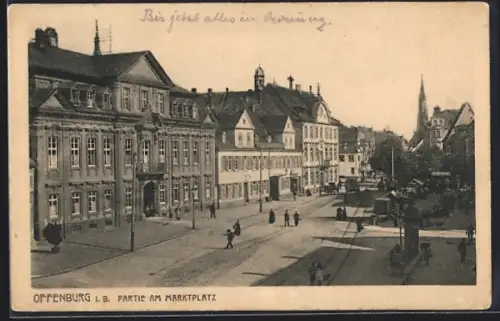 AK Offenburg i. B., Partie am Marktplatz