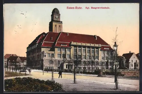 AK Essen, Strassenpartie am Kgl. Baugewerkschule