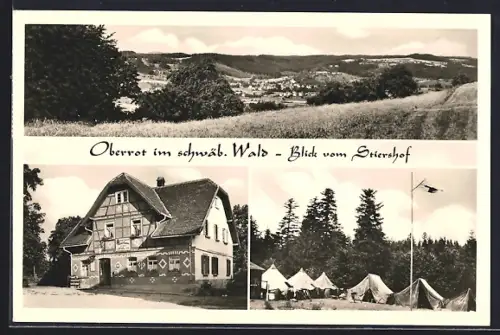 AK Oberrot im schwäb. Wald, Blick vom Stiershof, Gasthaus zum grünen Baum, Inh. Wilh. Hübner