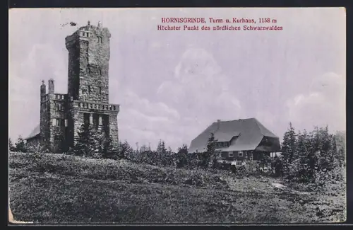 AK Hornisgrinde, Turm und Kurhaus am höchsten Punkt des nördlichen Schwarzwaldes