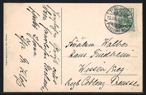 AK Tübingen, Teilansicht von der Alleenbrücke aus