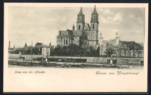AK Magdeburg, Dom von der Elbseite