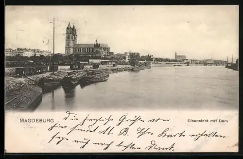 AK Magdeburg, Elbansicht mit Dom