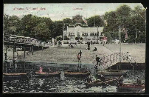 AK Hamburg-Neumühlen, Fährhaus, Bootsanleger, Elbufer
