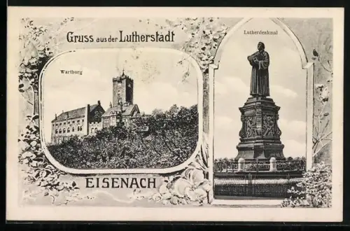 AK Eisenach, Wartburg, Lutherdenkmal, 400-jährige Lutherfeier 1921
