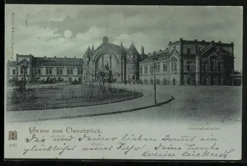Mondschein-AK Osnabrück, Centralbahnhof