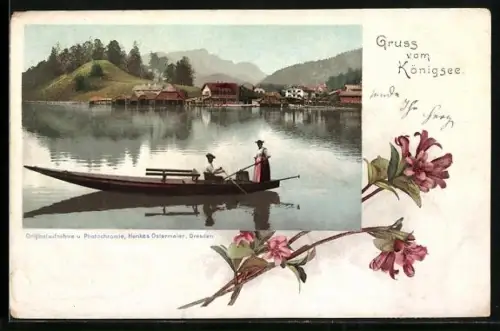 AK Berchtesgaden, Ruderbootspartie auf dem Königssee