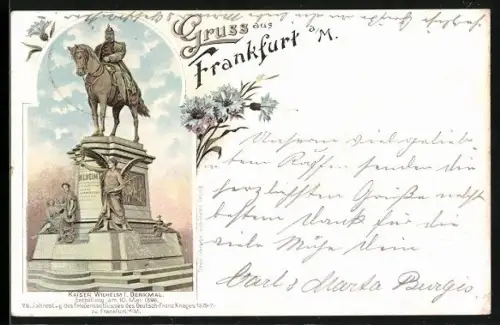 Lithographie Frankfurt a. M., Kaiser Wilhelm I.-Denkmal