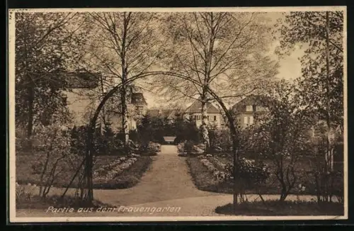 AK Bad Oeynhausen, Johanniter-Ordenshaus, Partie aus dem Frauengarten