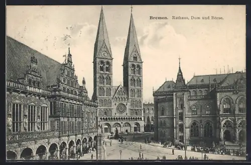 AK Bremen, Rathaus, Dom und Börse