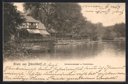 AK Düsseldorf, Schwanenspiegel, Fischerhaus