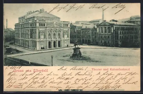 AK Elberfeld, Theater und Kaiserdenkmal