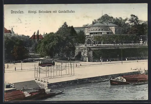 AK Dresden, Königliches Belvedere mit Gondelhafen