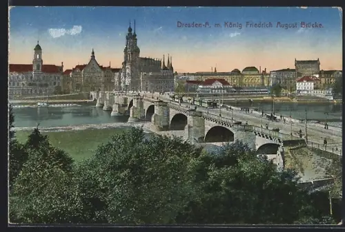 AK Dresden-A., König Friedrich August Brücke, Stadtansicht