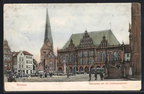 AK Bremen, Marktplatz mit der Liebfrauenkirche
