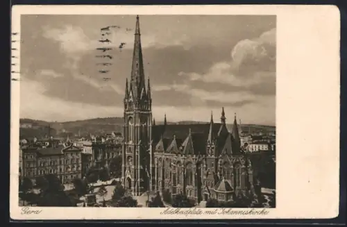 AK Gera, Adelheidplatz mit Johanneskirche