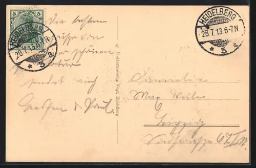 AK Heidelberg, Teilansicht vom Philosophenweg mit Schlierbach