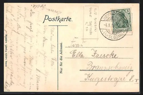 AK Rheinstein, Blick auf die Burg mit Dampfer